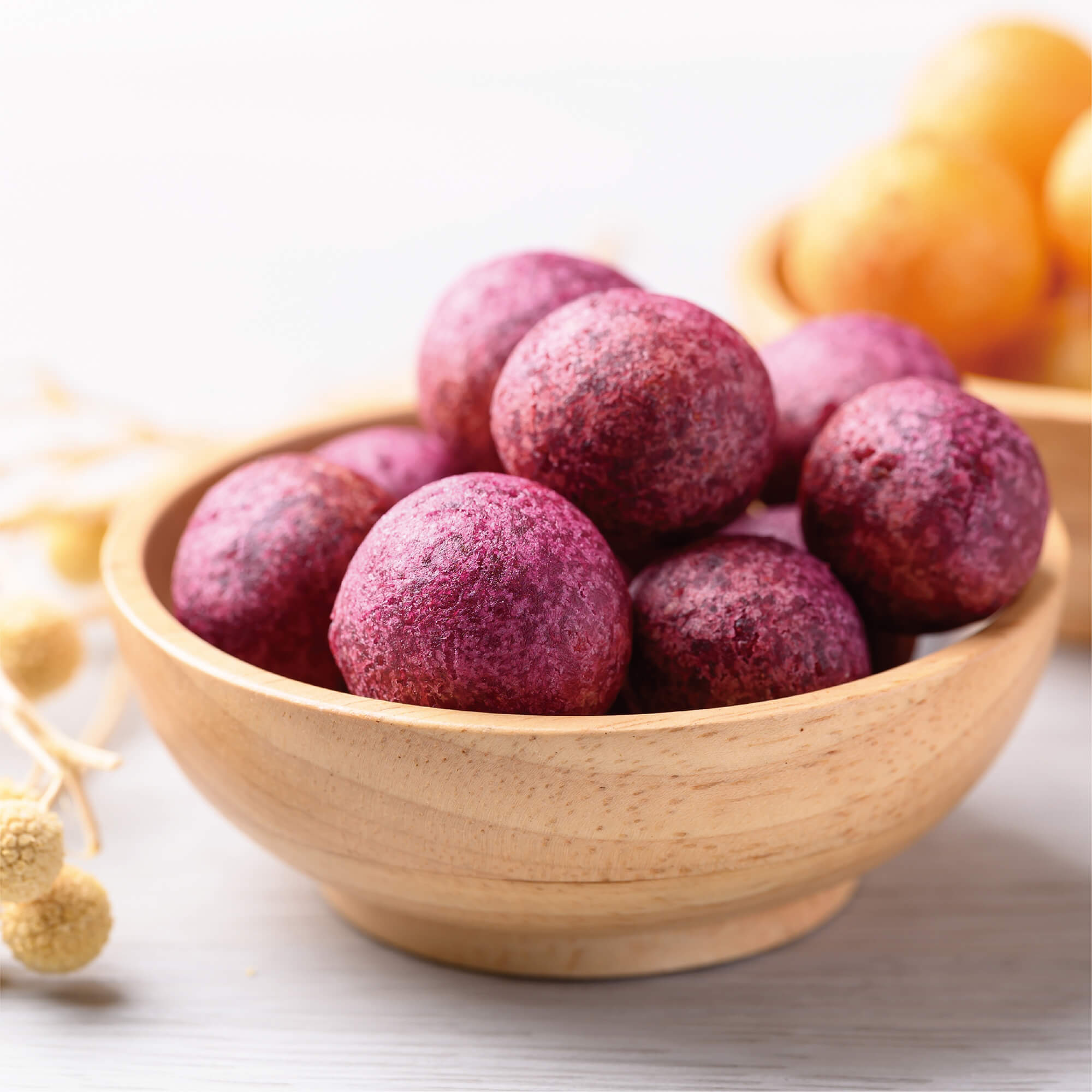 Fried Purple Sweet Potato Balls made with ALLWIN Premix Powder