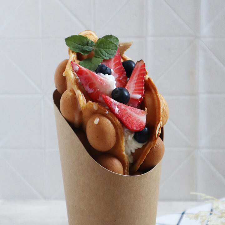 Bubble Egg Waffle with Strawberry